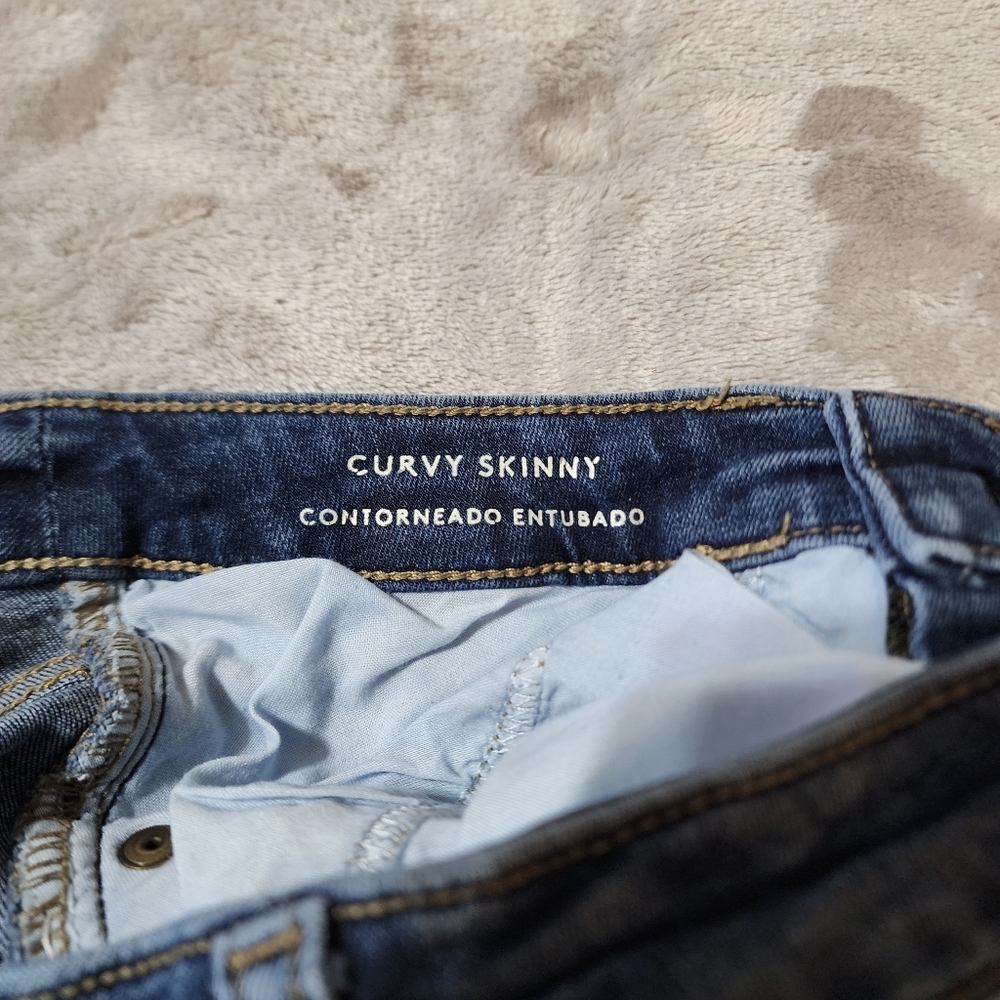 Curvy Fit Skinny Jeans | Mid Rise Stretch Dark Wash Denim | 6 / 28L - Picture 8 of 9